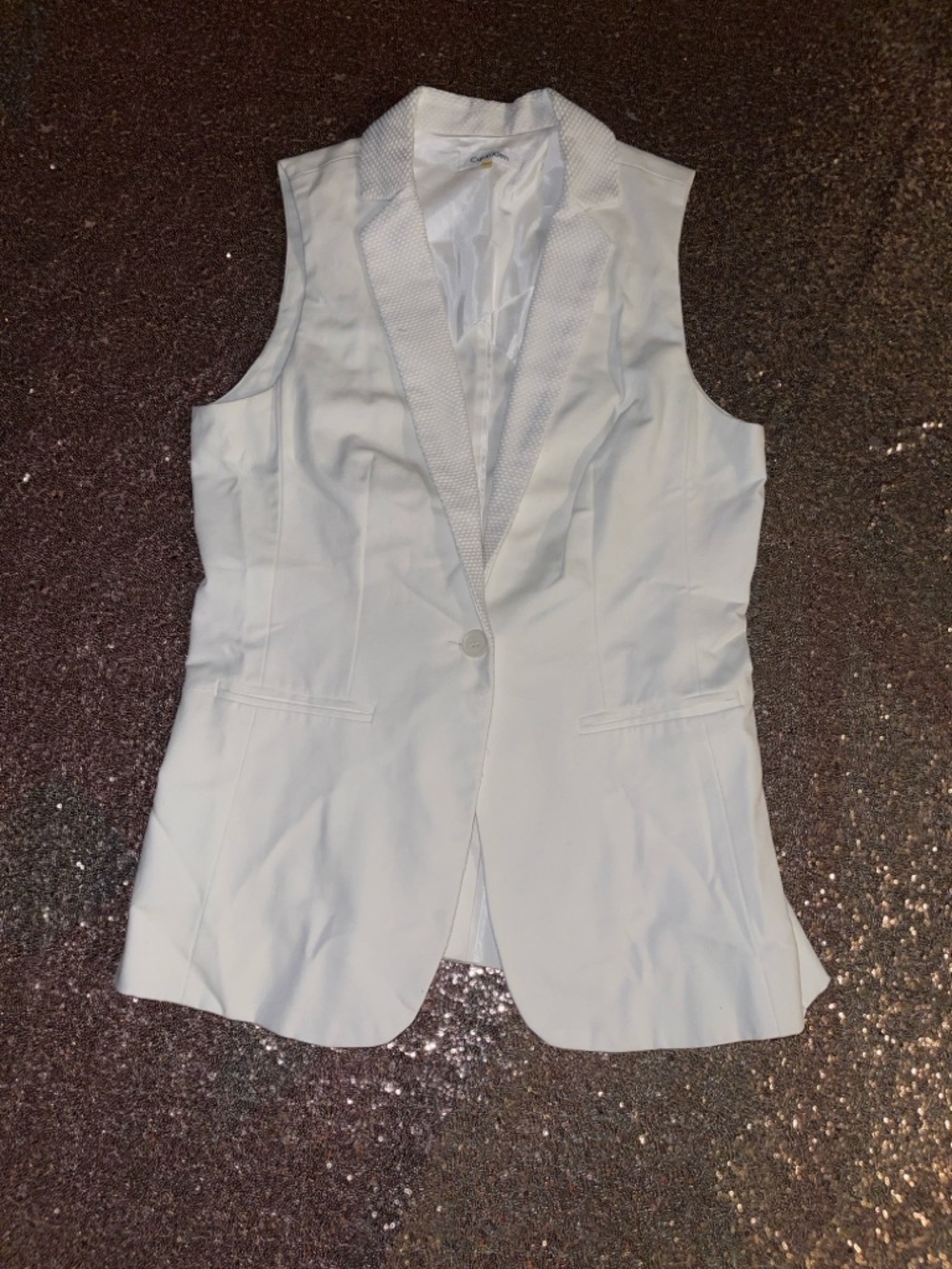 Calvin Klein White Sleeveless Blazer Vest